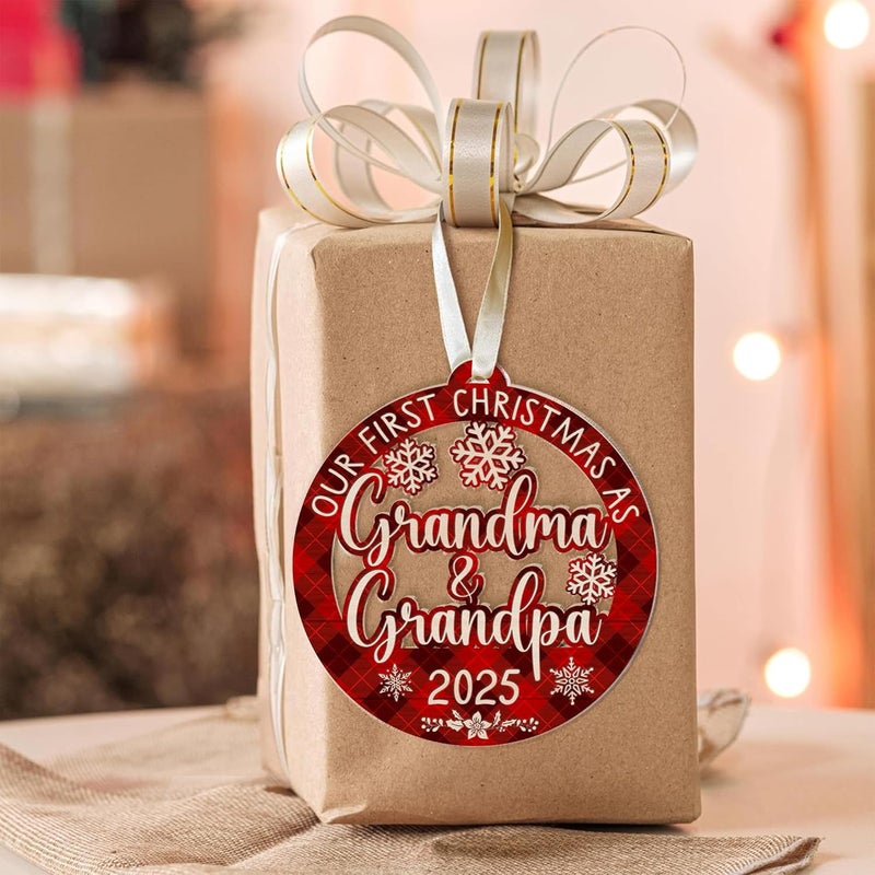 Fastpeace Our First Christmas as Grandma and Grandpa 2025 Ornament – Acrylic Holiday Keepsake, New Grandparents Gift, First Christmas Ornament for Grandparents to be - Image 5